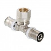 Тройник с переходом на обжимное соединение VALTEC VTm.233.I - 20 x 15 x 20 (прессовой, для м/п труб)